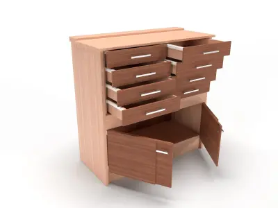 commode 6 wooden cabinet with drawers 3D model