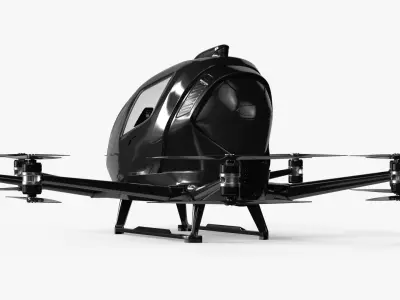  Futuristic Hovercraft-Style Air Vehicle Black Simplified 