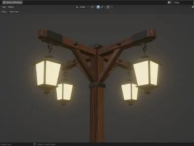 Lamp Post - 4 Sided - 3D model