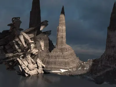 Mars Gods Mountain Alien Ruins Kit bash 2 3D model