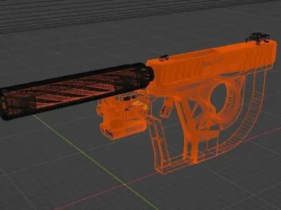 Sci-fi-gun sniper pistol Low-poly 3D model