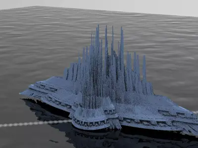 Sci fi City Dome floating island 7 3D model