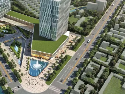 Contemporary Office Twin Towers 3D model