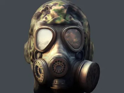 Gas mask helmet 3d model military combat fantasy  Low-poly 3D model