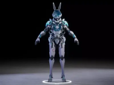 CYBER MECHA RABBIT Low-poly 3D model