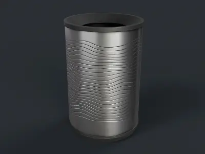 Street Trash Can 25 PBR Game Ready Low-poly 3D model