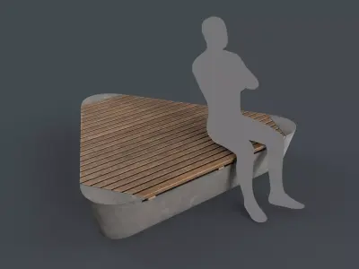 Modern Outdoor Bench 100 PBR Game Ready Low-poly 3D model