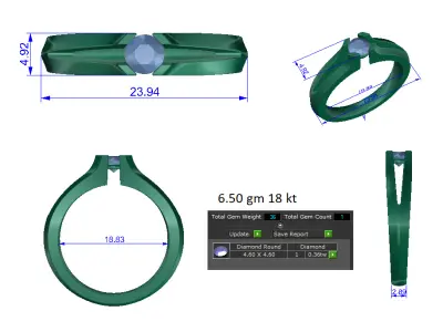 Women Ring  Render 3dm STL OBJ FBX Details 3D print model 356
