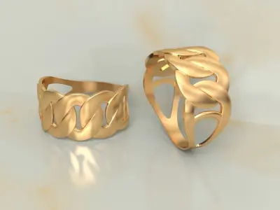 Light Miami Cuban Link Chain Ring 10mm wide 3D print model