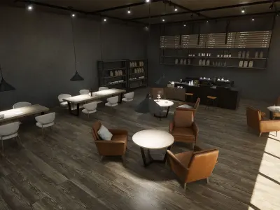 Cafe Interior Low-poly 3D model