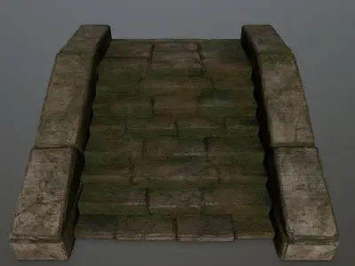 stairs 8 stone wall Low-poly 3D model