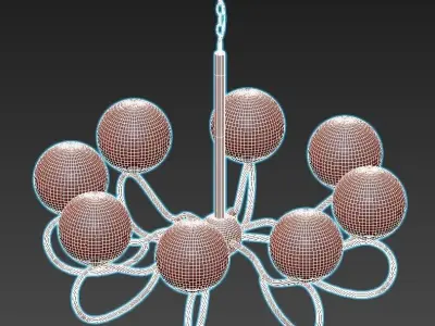 medison chandelier with glass globes and metal 3D model