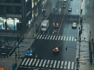 Modern city streetscape Low-poly 3D model