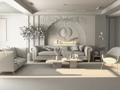 Architectural Interior Scene - Living Room 3D model