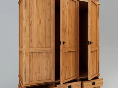 Wooden Wardrobe Free 3D model