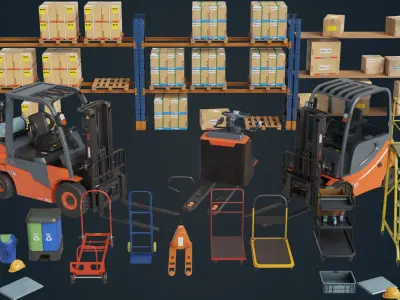  Cargo Pallets and Forklift Trucks Collection1 