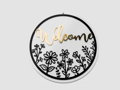 Welcome door wreath-sign - set of 3 designs 3D print model