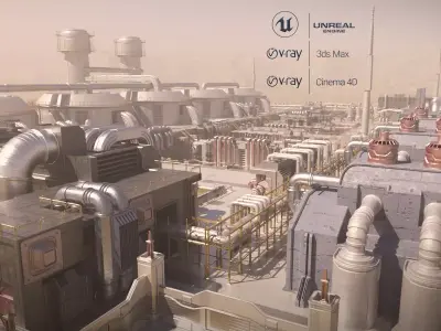 Scifi factory 3D model