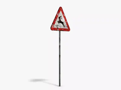 Damaged Wild Animals Sign Low-poly 3D model