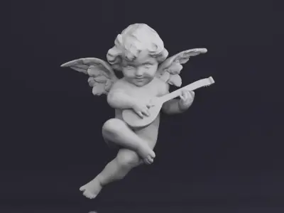 001518 Heavenly Melodies Angel with Mandolin 3D print model