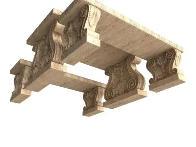 Stone Bench and Table 03 Low-poly 3D model