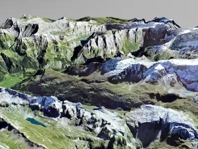 Mountain landscape Hauserhor Glarus Eastern Switzerland 3D model