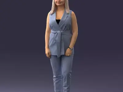 000307 Business Woman in Light Blue Suit 1112 3D model