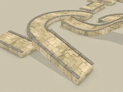 Stylized Lowpoly Modular Roads Low-poly 3D model