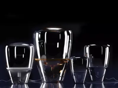 Balloons three glass mugs with liquid inside 3D model