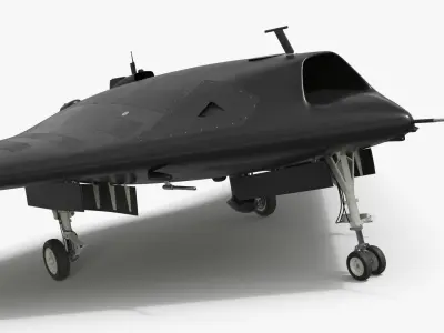  Flying Wing UCAV on Ground View Black Rigged for Cinema 4D 