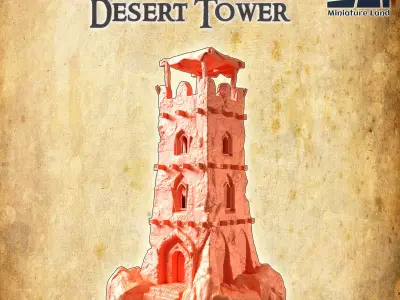 Abandoned Desert Tower Tabletop Terrain 28 mm 3D print model
