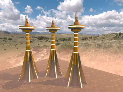 SciFi Desert Tower Low-poly 3D model
