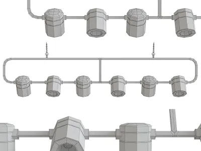 Seed Design Ling PL6 Linear Suspension Light low poly 3d model Low-poly 3D model