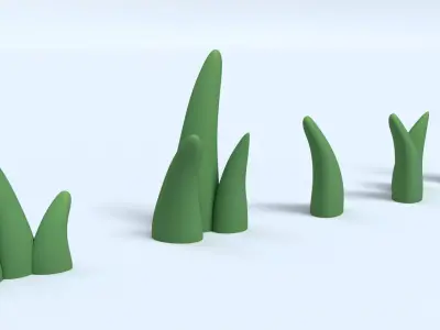 Cartoon Low Poly Grass and Bushes Low-poly 3D model