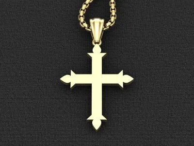 High Cross Pendant Light Gold 18K 3CP048 3D model