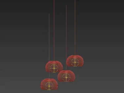 Suspension four pendant lights 3D model