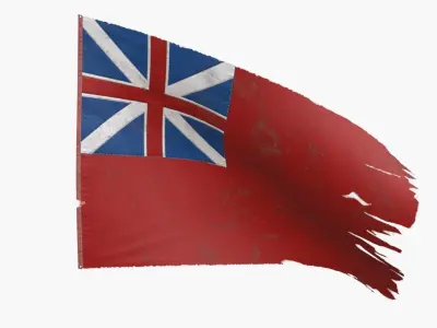 British Red Naval Ensign 1707-1801 Low-poly 3D model