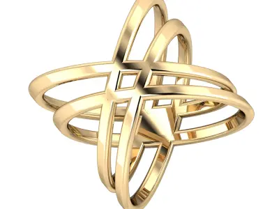 SWARING12 gold ring with three interlocking rings 3D print model