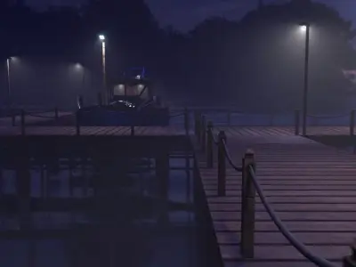 Boat docking station - Low poly Low-poly 3D model