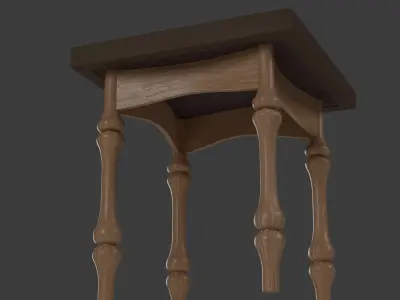 Wooden Side Stool 3D model