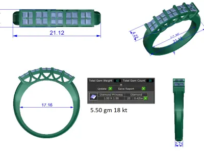 Women Ring  Render 3dm STL OBJ FBX Details 3D print model 30