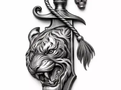 Tiger Dagger HipHop Pendant Savage Street Rapper Jewelry STL OBJ 3D print model