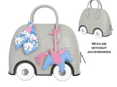 Hermes Mini Bolide Bag On Wheels Gray Crocodile Low-poly 3D model