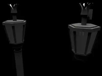 Elegant Antic Street Light and Outdoor Wall Light Low Poly Low-poly 3D model