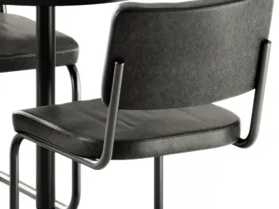 Casual Round 70 Table by Bene and Chair S 32 PV by Thonet 3D model