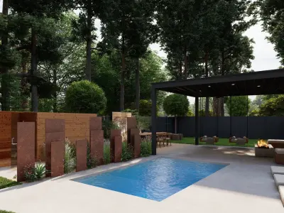 3D Exterior Scene 3D model design garden and landscape 3D model get