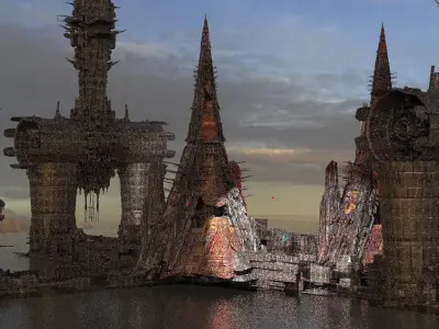 Sci-Fi Emperor Ruler Observatory  structures bridge Kit bash 3D model