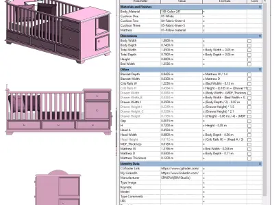 Kids Wardrobe Set Revit Family  Parametric 3D model