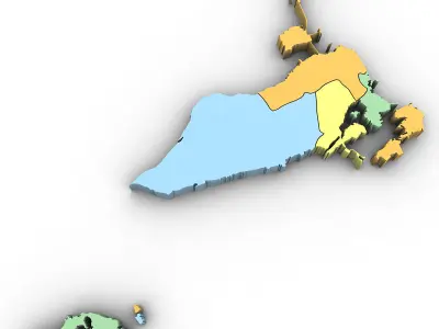 3d Political Map of Bahrain 3D model