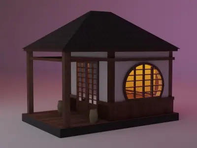 Japanese TeaHouse Clipart Build Free low-poly 3D model